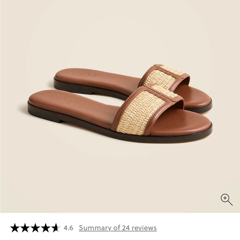 Jcrew Georgina Brown Raffia Slide Sandals - Women